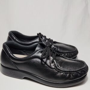 SAS Women's Lace-up Black Leather Loafers Size 9.5M